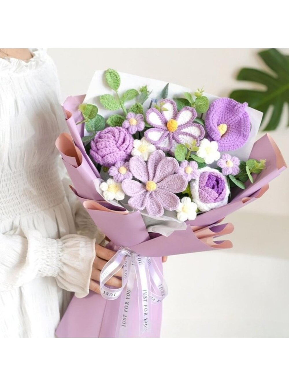 Handmade Crochet Flower Bouquet - Knitted Tulips & Colorful Flowers for Home - Picture 6 of 7